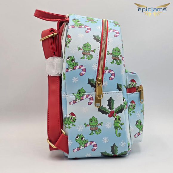 Loungefly Disney Tangled Rapunzel Pascal Holiday Christmas Blue Mini Backpack - Picture 4 of 5